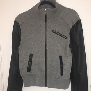 Gray & black faux leather jacket